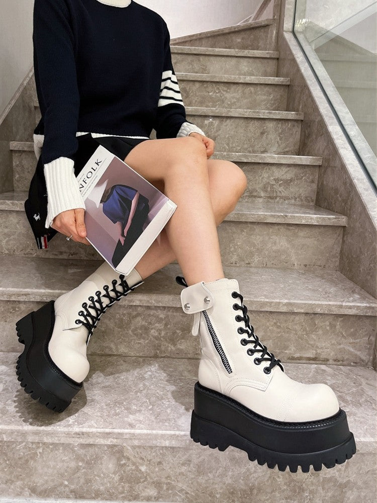 Ultra-high heels mid length boots slim petite women's shoes