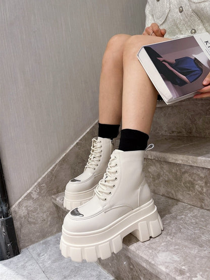 Stylish short women leather ankle boots