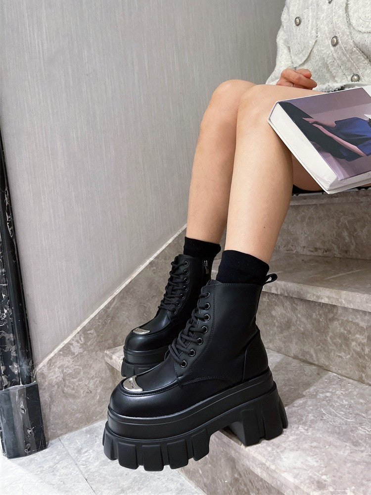 Stylish short women leather ankle boots