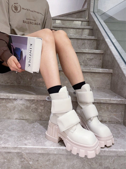 Chunky shoes heel ankle boots elegant mid boots