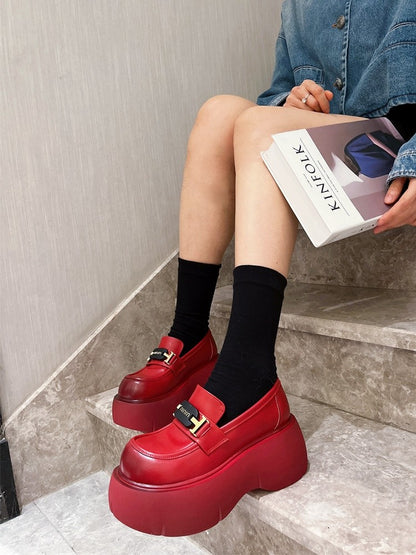 Big toe red loafers high gothic shoes