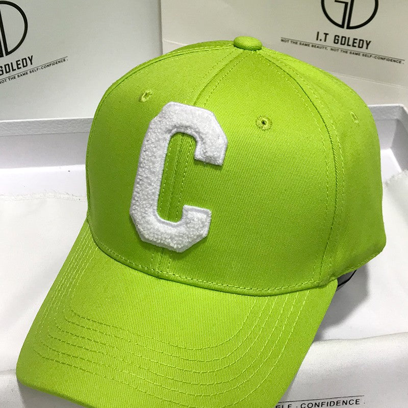 Fluorescent Green Hat C Letter Trendy Baseball Cap