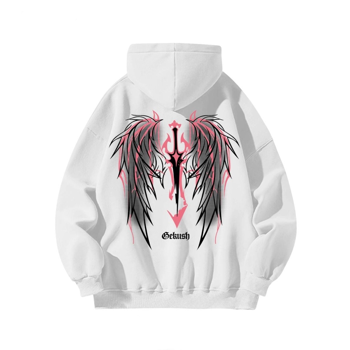 Street hiphop trendy wings printed pure cotton hoodie