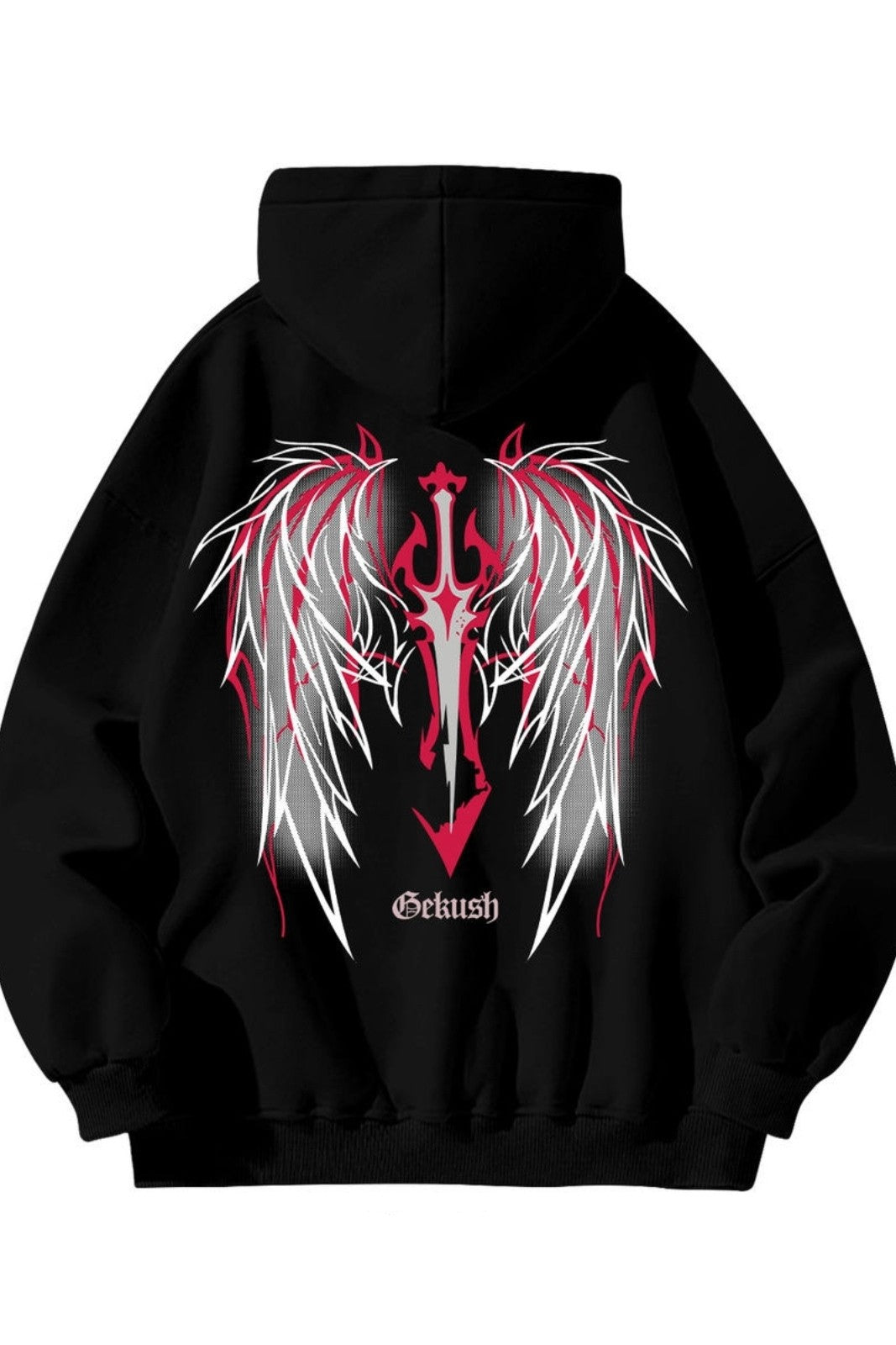 Street hiphop trendy wings printed pure cotton hoodie