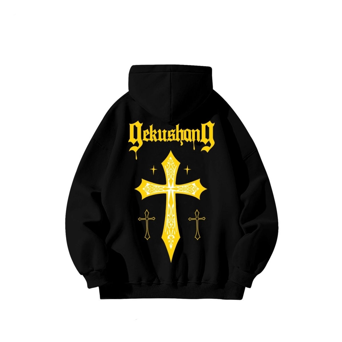 Cross letter printed cotton hoodie long sleeved