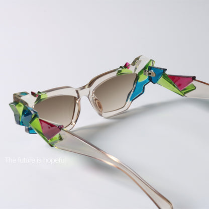 Unique ore cutting myopia crystal sunglasses