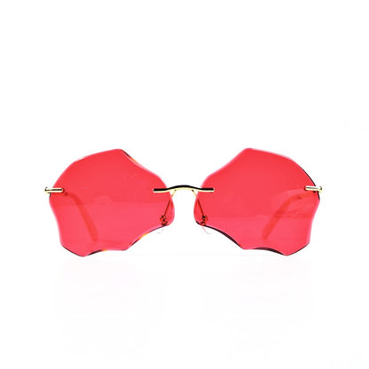 Frameless and irregularly cut crystal shaped sunglasses w