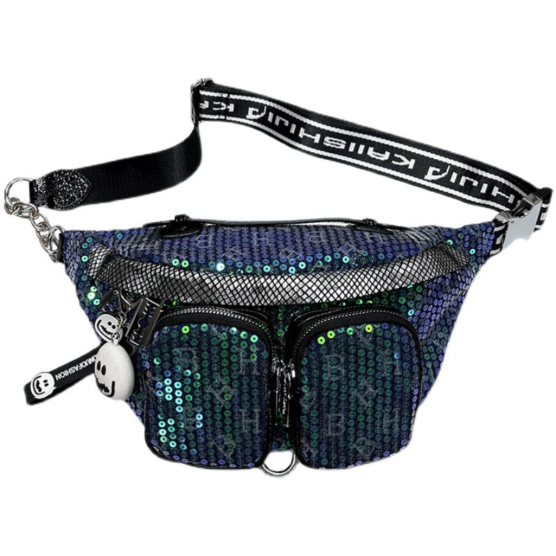 Super hot chest bag for women sequined crossbody waist bag f