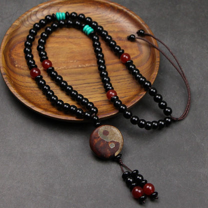 Ancient beaded men's fashion simple stretchable collarbone necklace