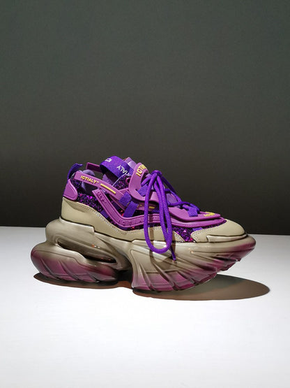 Purple leather rocking unisex sneaker shoes