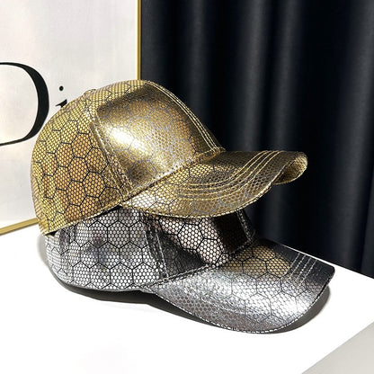 Golden plaid baseball cap peaked fashionable hats