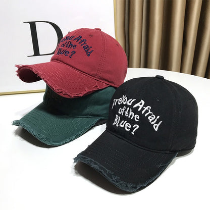 Soft top baseball cap letter distressed duckbill baseball cap