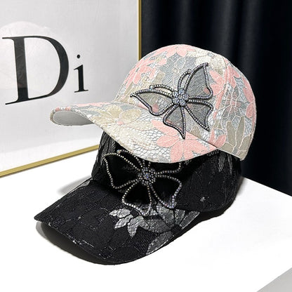 Butterfly classic rhinestone baseball hats trendy headwear