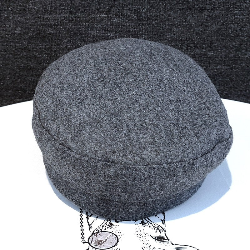 Winter hat women's woolen rivet beret flat top hat