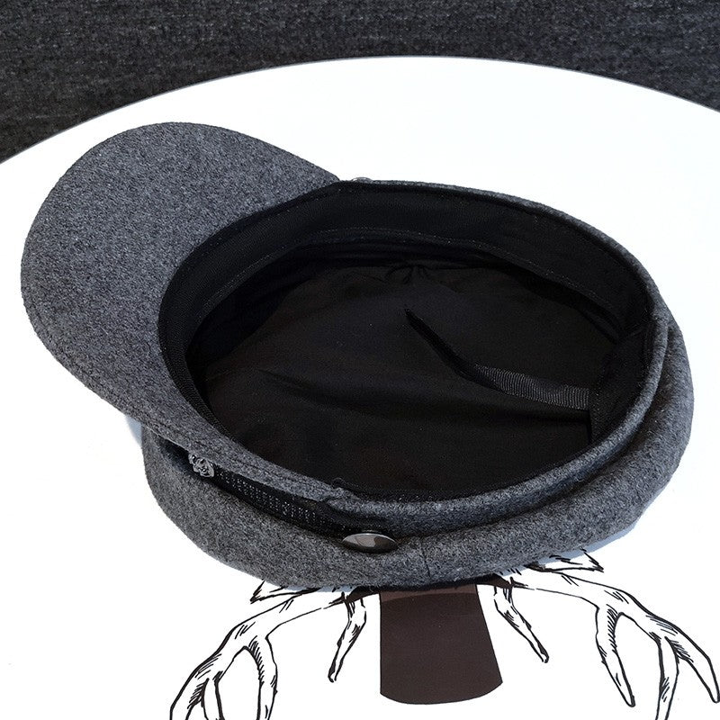 Winter hat women's woolen rivet beret flat top hat