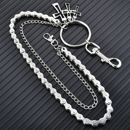 Denim Men Decorative Thick Waist Pant Chain