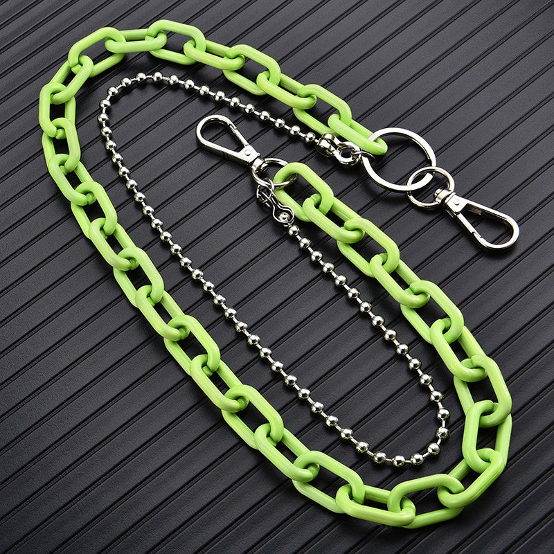 Green waist pant chain hip-hop denim accessories