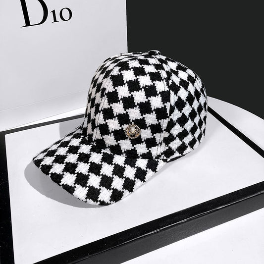 Checkered M-Letter Fashion-Forward Sun Visors Baseball Cap