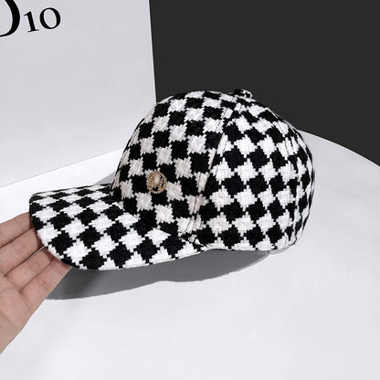 Checkered M-Letter Fashion-Forward Sun Visors Baseball Cap