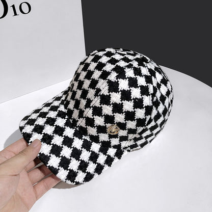 Checkered M-Letter Fashion-Forward Sun Visors Baseball Cap