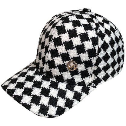 Checkered M-Letter Fashion-Forward Sun Visors Baseball Cap