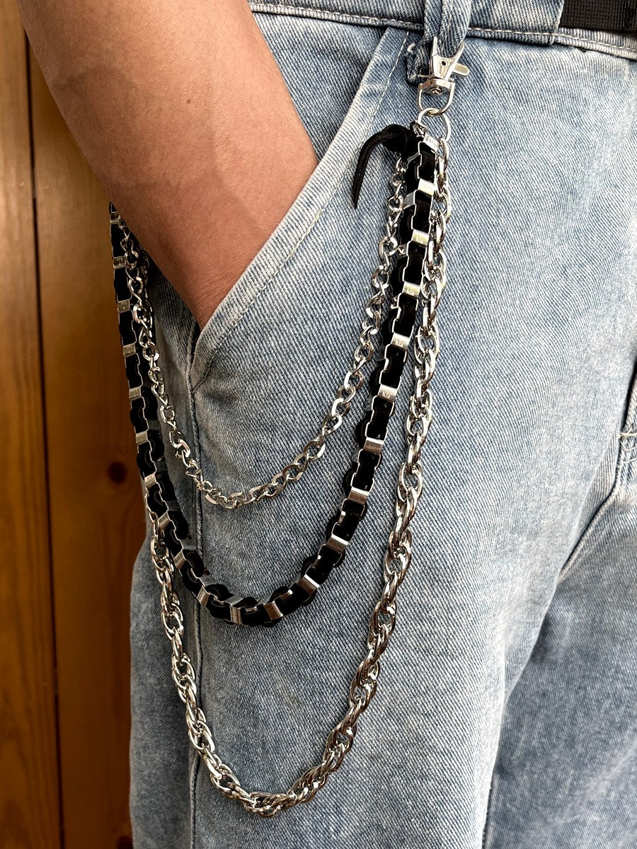 Street dance ripped pants chain accessories