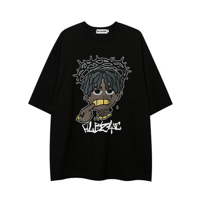 Unique T-shirt cartoon street oversized short-sleeved couple T-shirts