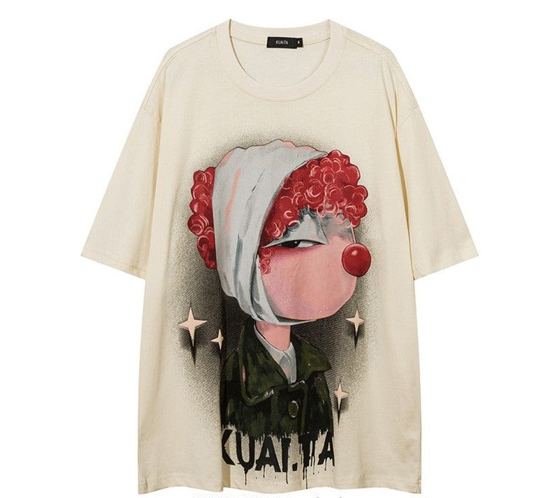 Outlet breathable funny printed three-quarter sleeve T-shirt