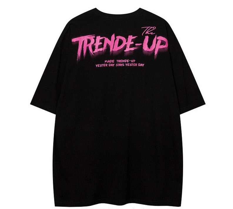 Trend Up Street Figure Print 5/4 Sleeve T-shirts