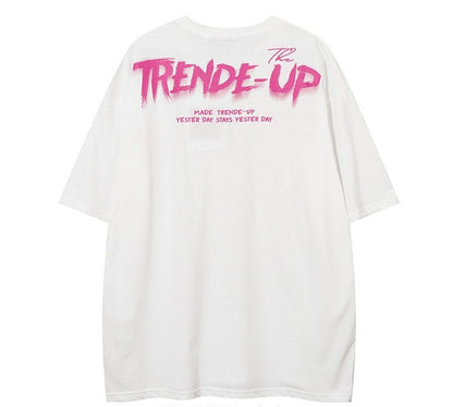 Trend Up Street Figure Print 5/4 Sleeve T-shirts