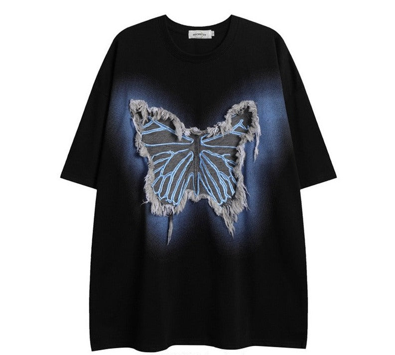 Butterfly vintage patch embroidered t-shirt casual