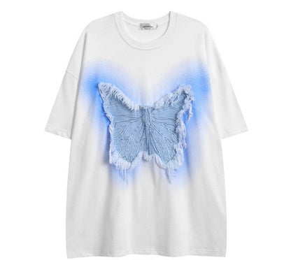 Butterfly vintage patch embroidered t-shirt casual