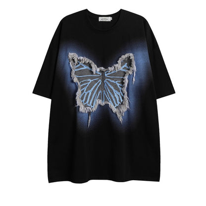 Butterfly vintage patch embroidered t-shirt casual