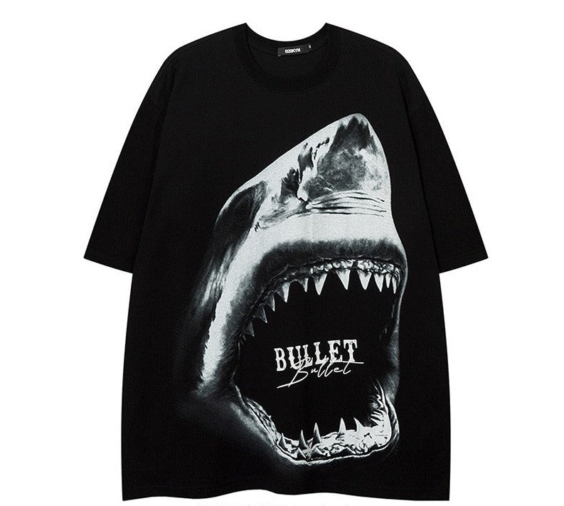 Shark vibe style T-shirt vintage round neck short sleeves t-shirts