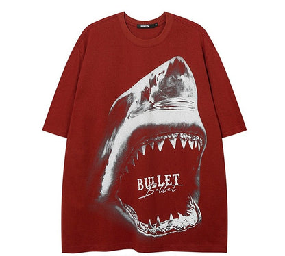 Shark vibe style T-shirt vintage round neck short sleeves t-shirts