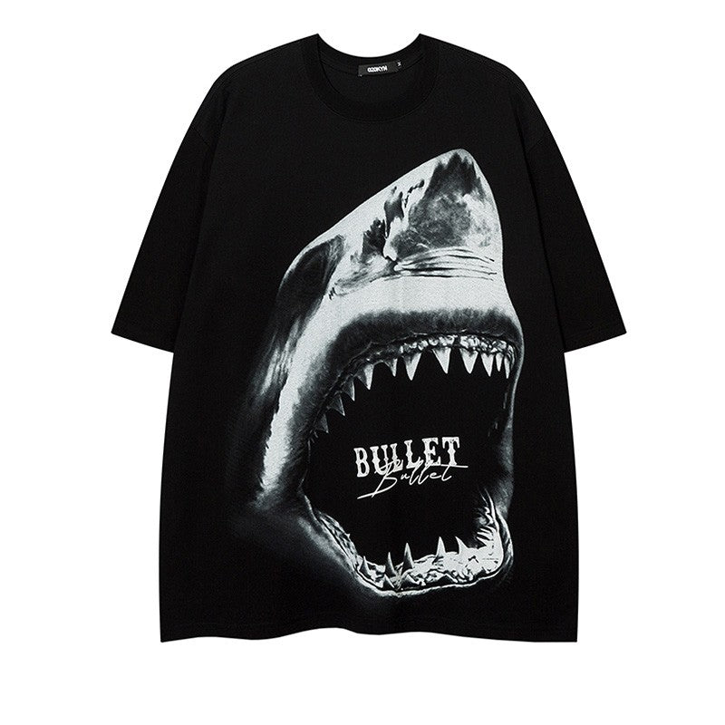 Shark vibe style T-shirt vintage round neck short sleeves t-shirts