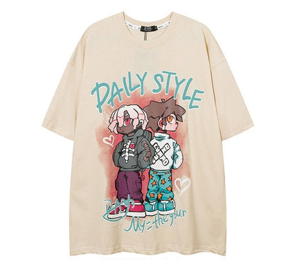 Daily style print t-shirts top vintage unisex t-shirt