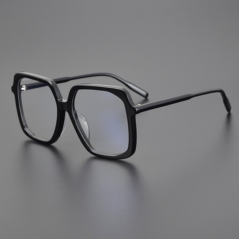 Black big face plain marbled sunglasses flat light