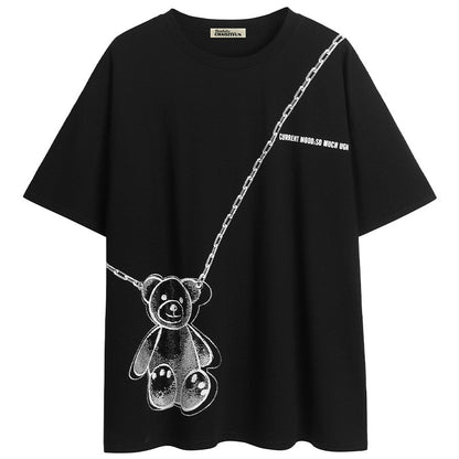 Little bear diamond t-shirt oversized loose mid length top