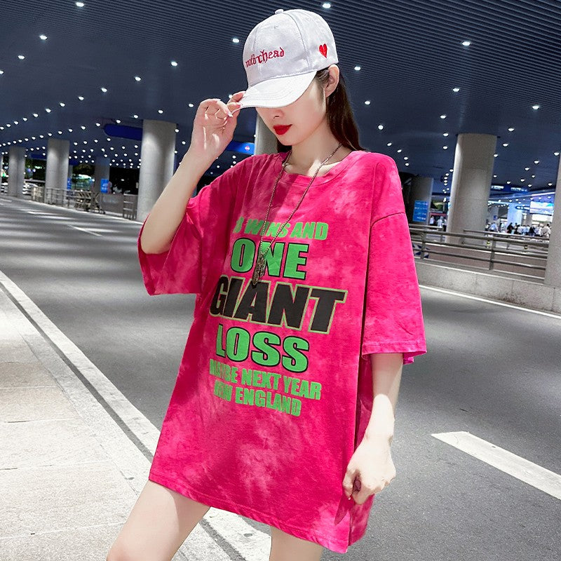 Chubby oversized women's short sleeved T-shirt loose print