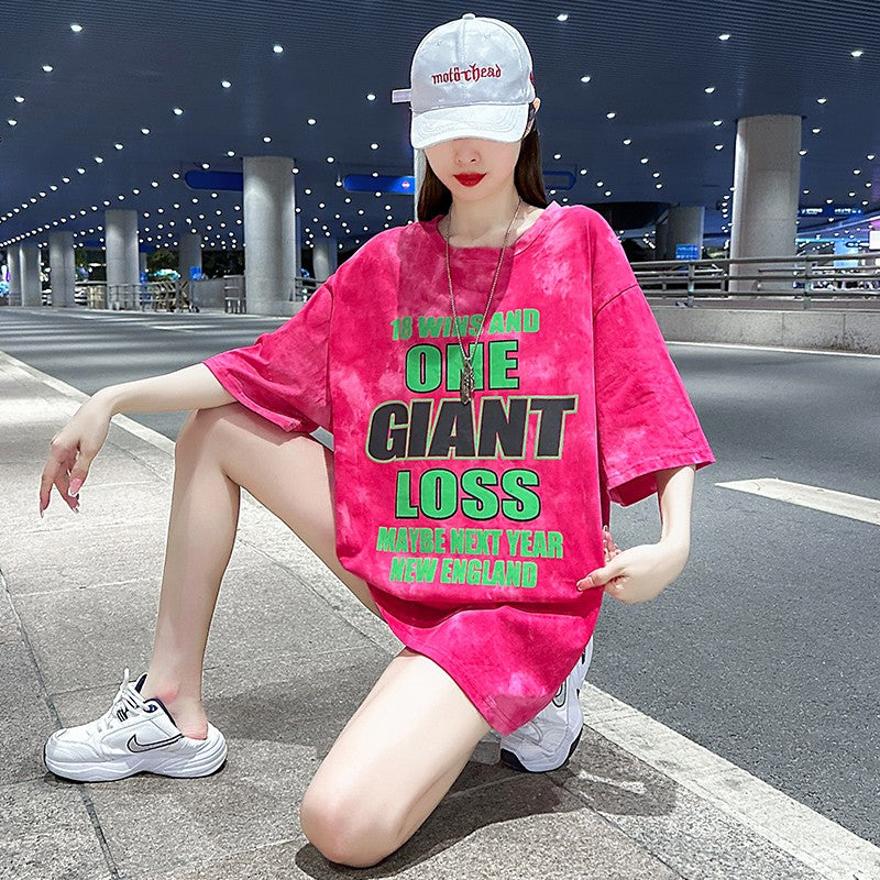 Chubby oversized women's short sleeved T-shirt loose print