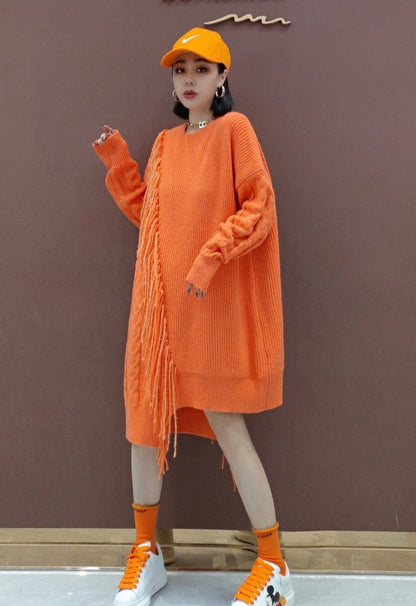 Sweater fashionable long-sleeved women's knit dress