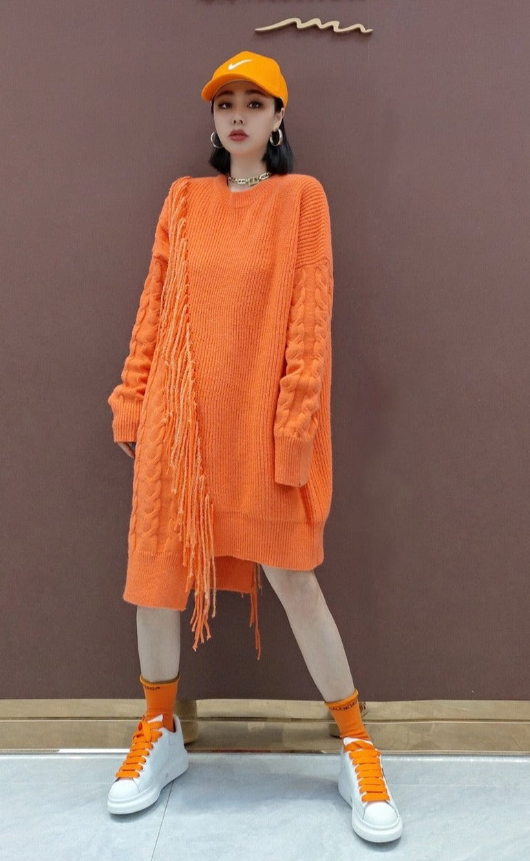 Sweater fashionable long-sleeved women's knit dress