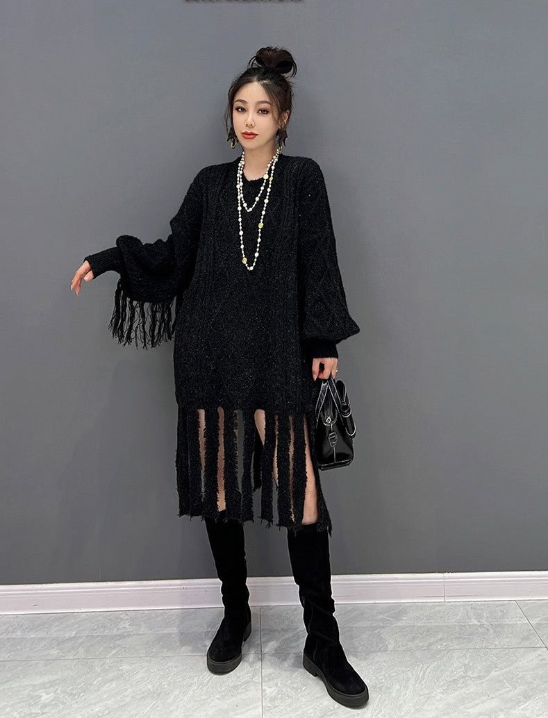 Fashion knitted fringed dress for women with temperament