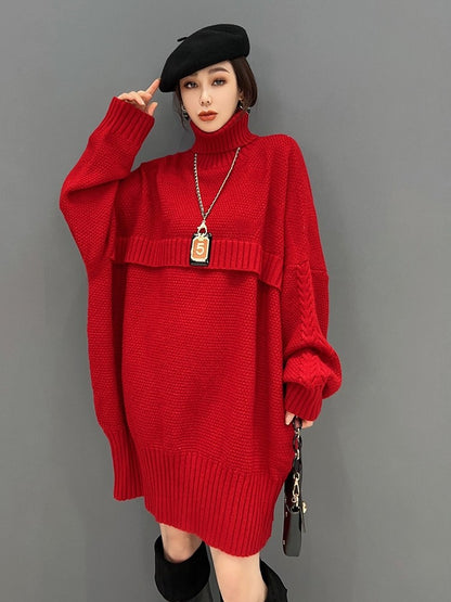 Elegant Women Sweater High Neck Sweater