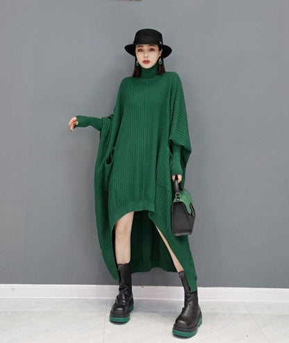 Dress winter fashion loose turtleneck sweater casual bat shirt for women