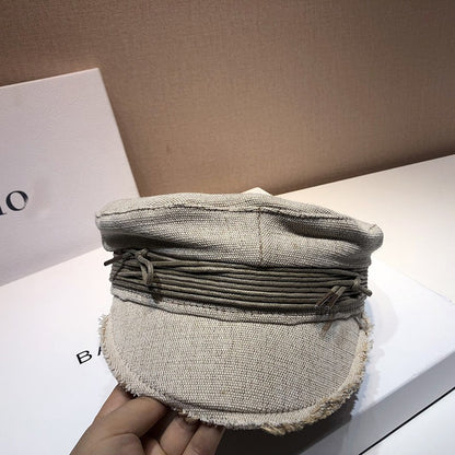 Linen duck tongue female rope versatile hat beret