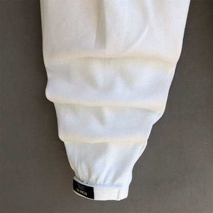 Men's White Casual Flow Folded Feet Sweatpants