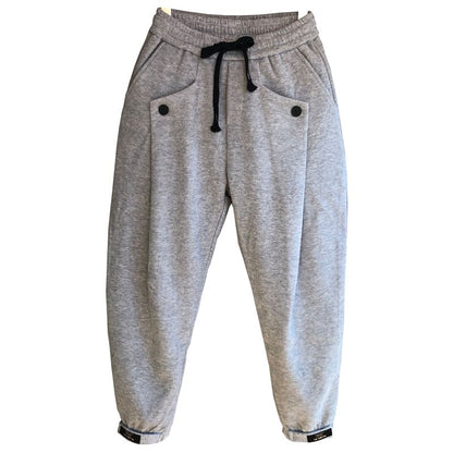 Men's White Casual Flow Folded Feet Sweatpants