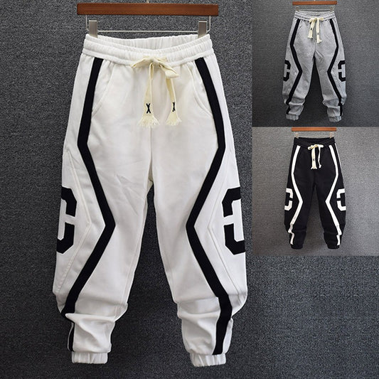 C-shaped sweatpants loose leg-tie